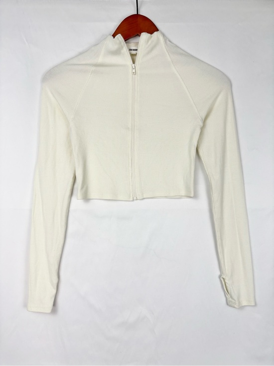 Joah Brown Jackets & Blazers - Joah Brown Crop Zip Long Sleeve in Bone Flexrib Size XS/S